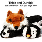 Fox and skunk stuffing-free plush dog toys