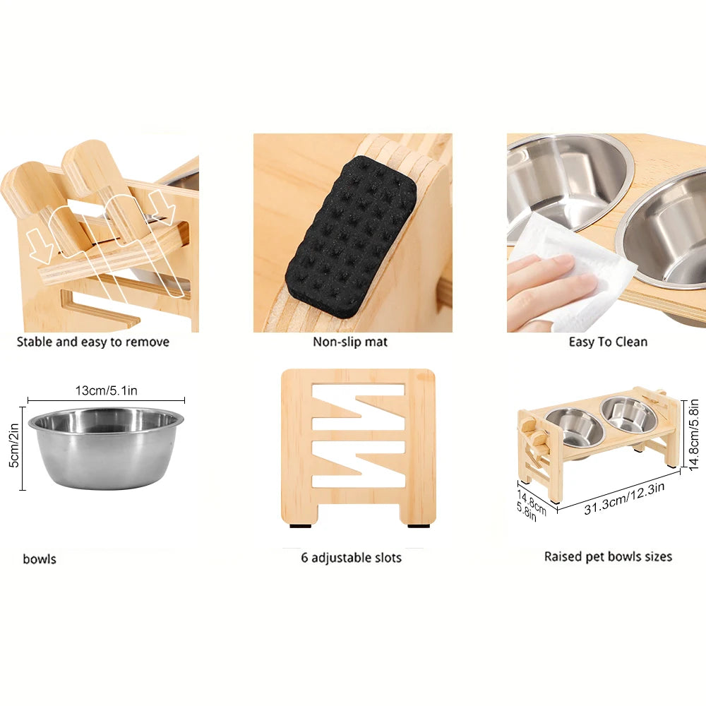 Adjustable Raised Pet Bowl Set — detail view 6