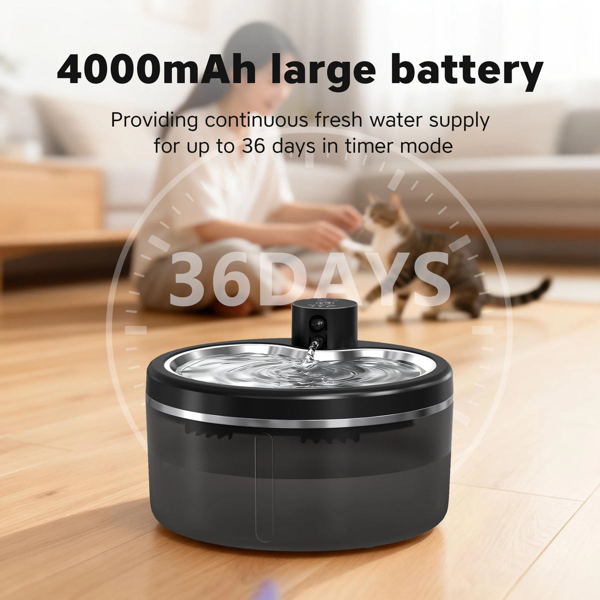 Cat approaching sensor pet water fountain