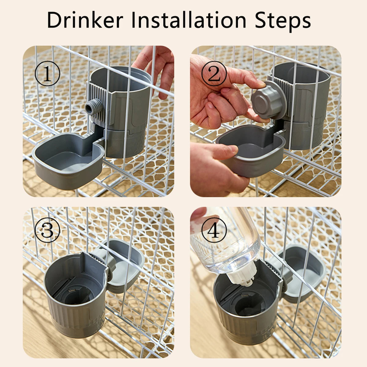 Cage-Mounted Pet Feeder & Waterer — detail view 3