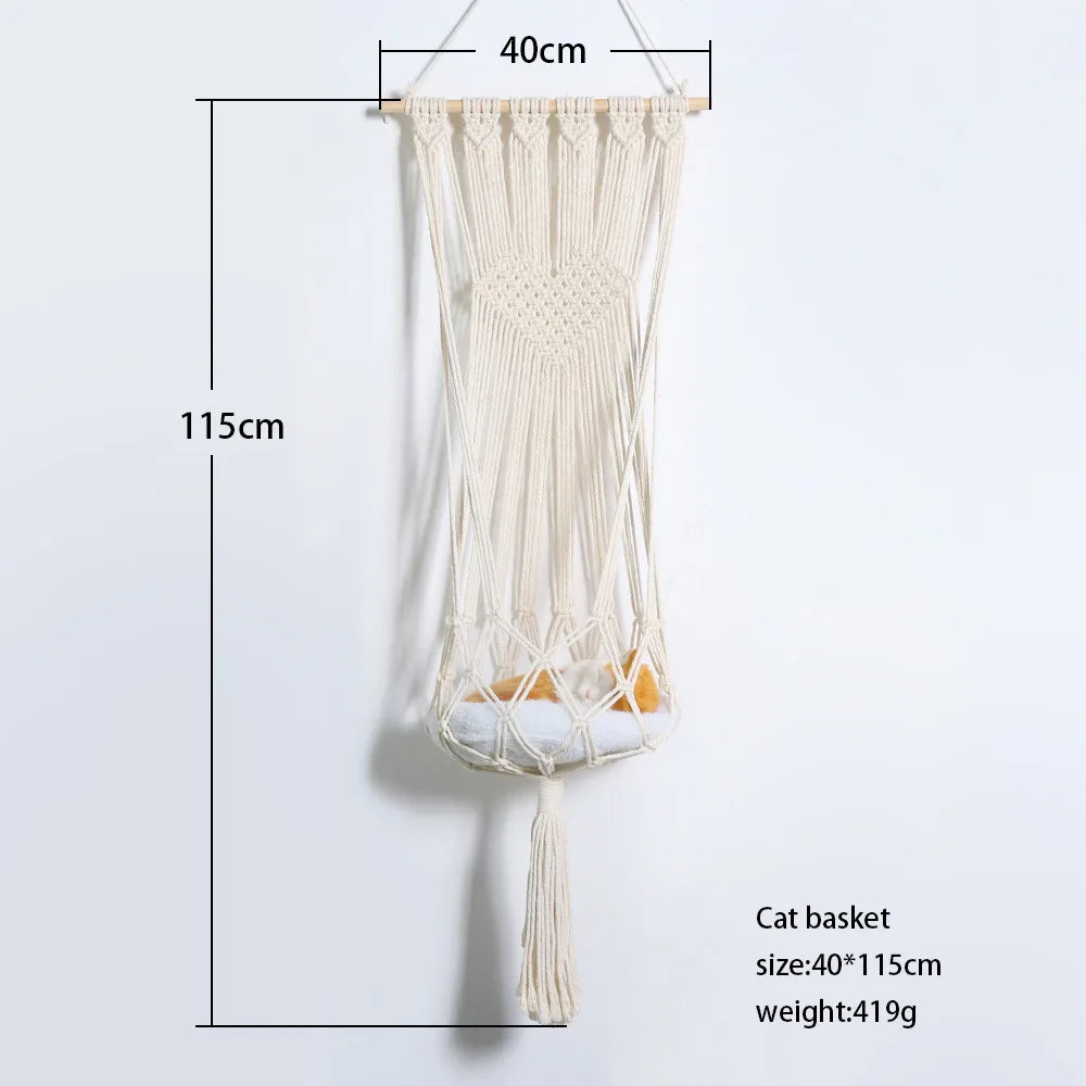 Macramé Hanging Cat Beds & Cushions — Love Basket / 15.7 in / 40 cm