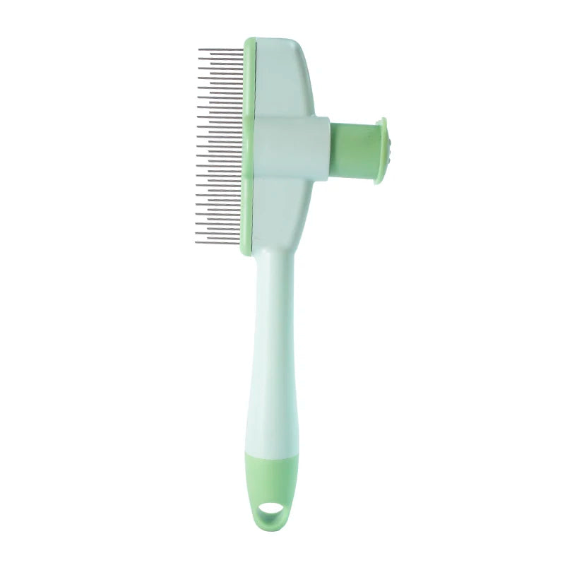 Green wide-tooth pet grooming comb