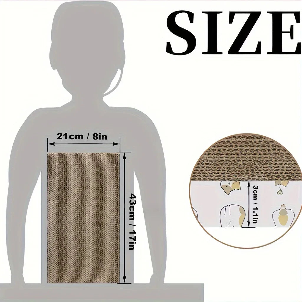 Cardboard cat scratcher dimensions: 17 by 8 by 1.2 inches