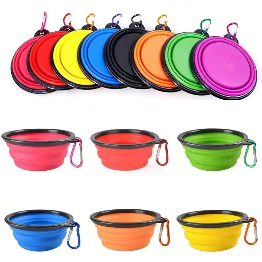 Collapsible silicone travel bowls in several colors and two sizes