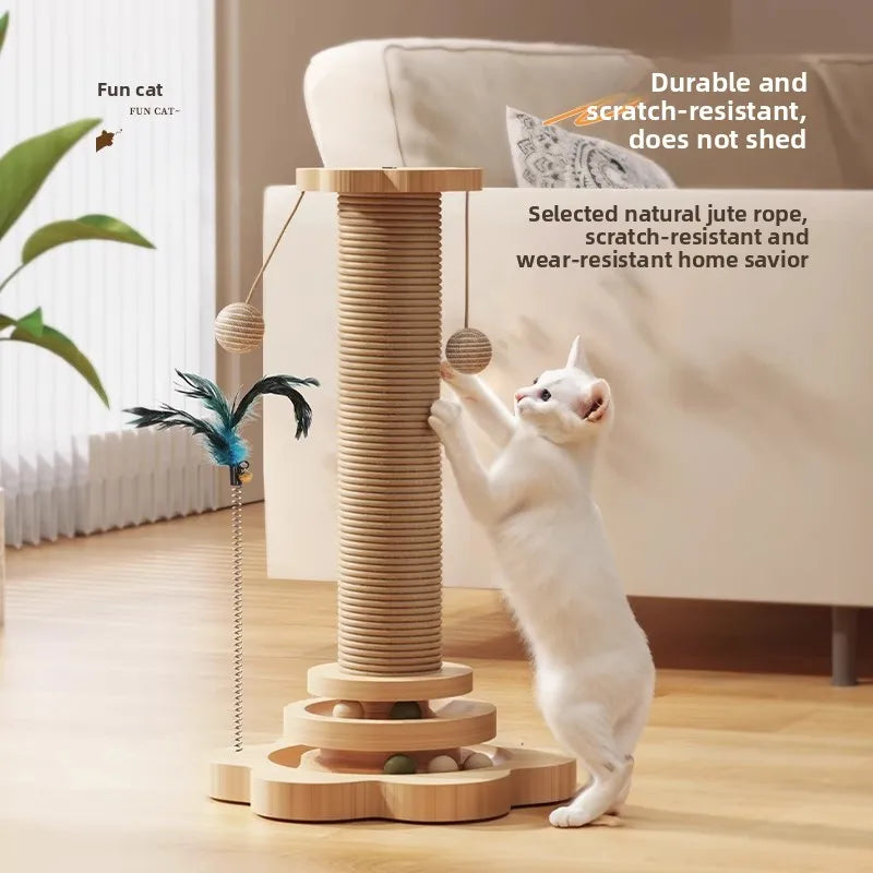 Wooden Activity Cat Scratcher with Ball Tracks