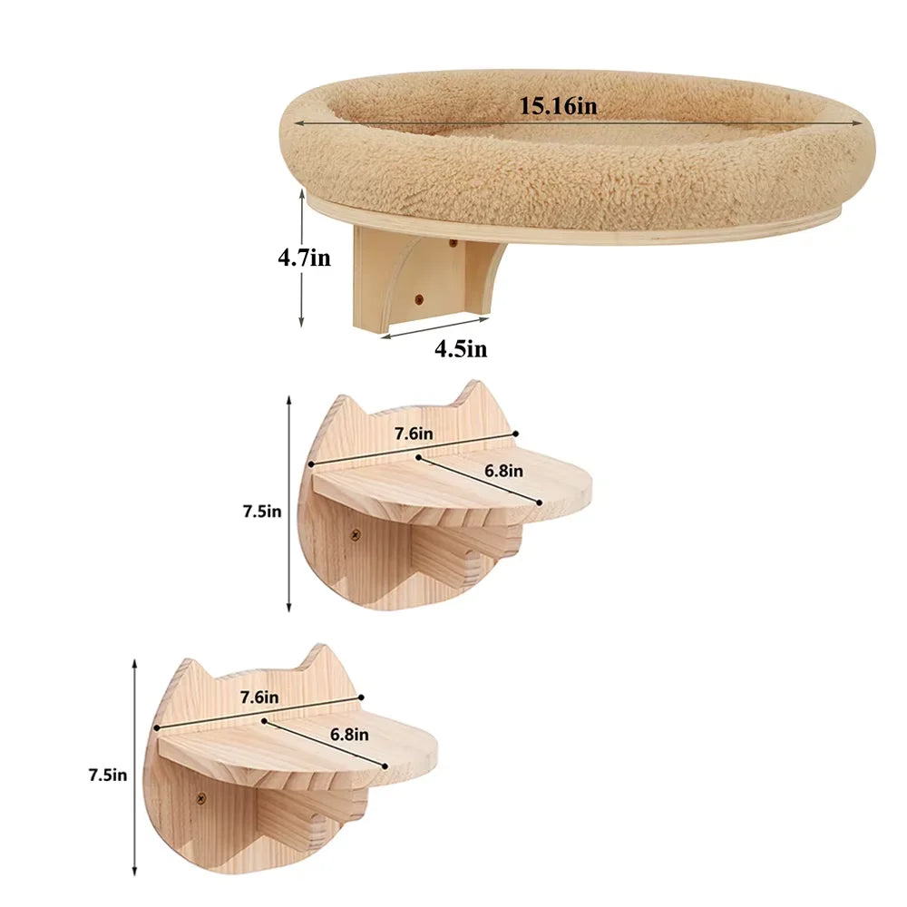 Wall-mounted cat hammock with two corner perches