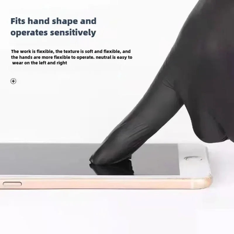 Black Disposable Cleaning Gloves — detail view 2