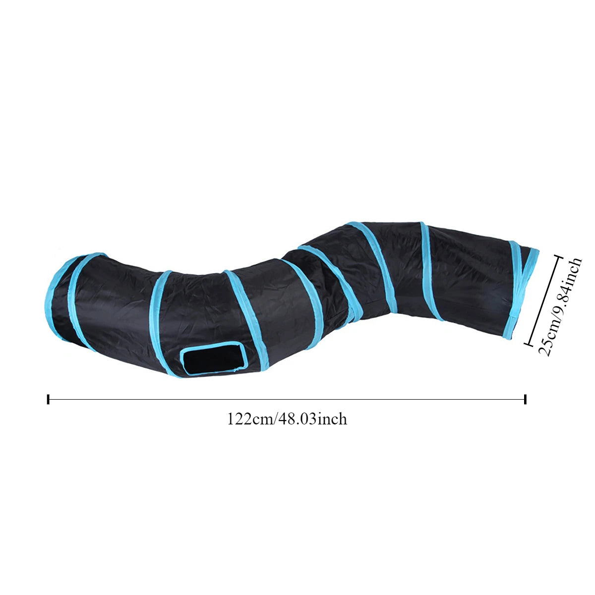 Black S-Curve cat tunnel, 48 inches long