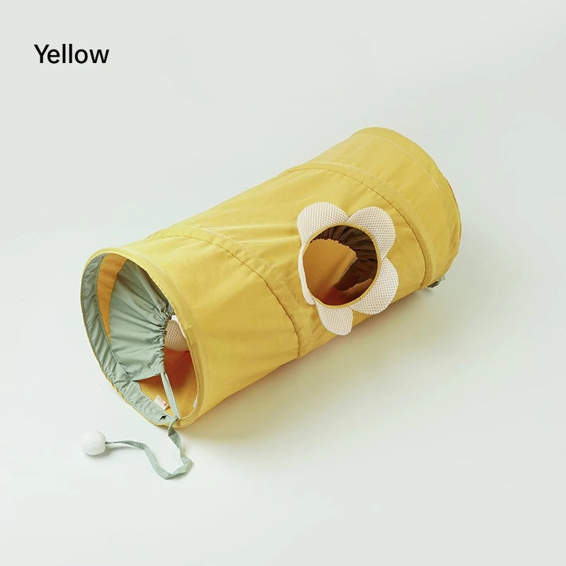 Yellow spiral cat tunnel with bell ball