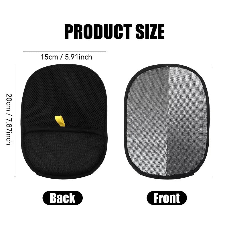 Front and back diagram of the 15 × 20 cm pet hair mitt