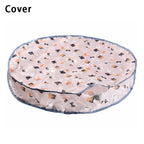 Printed round hideaway pouch for interactive cat play