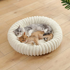 Ribbed Plush Donut Pet Bed