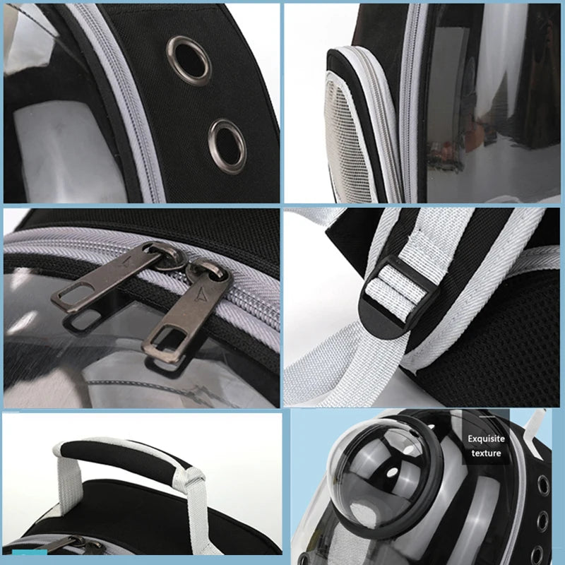 Straps, handle, side mesh, and shell details