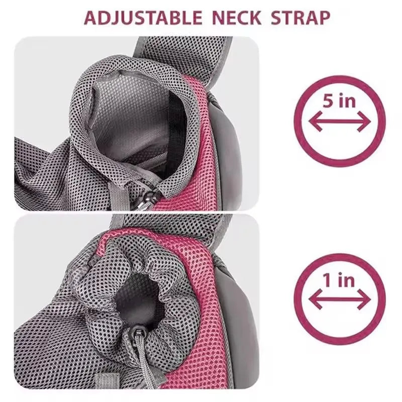 Adjustable mesh neck opening on pet sling