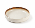 Cream ceramic cat bowl without the wood stand
